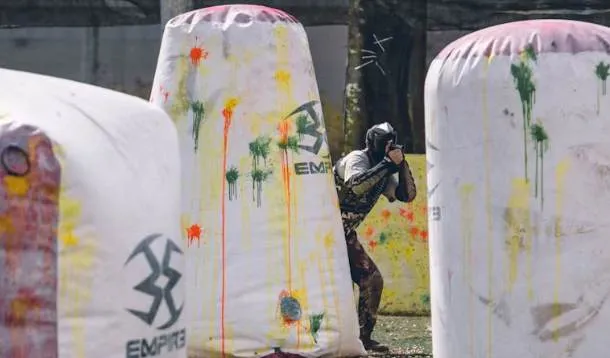 paintball squad, mid-battle
